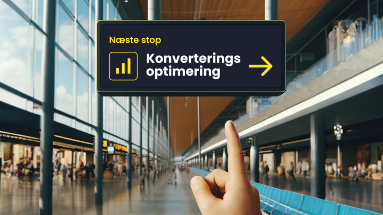 a hand pointing at a sign saying konverteringsoptimering